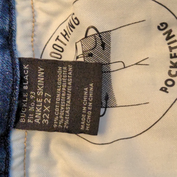 Sz 14 CURVY Buckle BLACK Fit 93 Ankle Skinny Jeans sz 32 - Picture 8 of 8